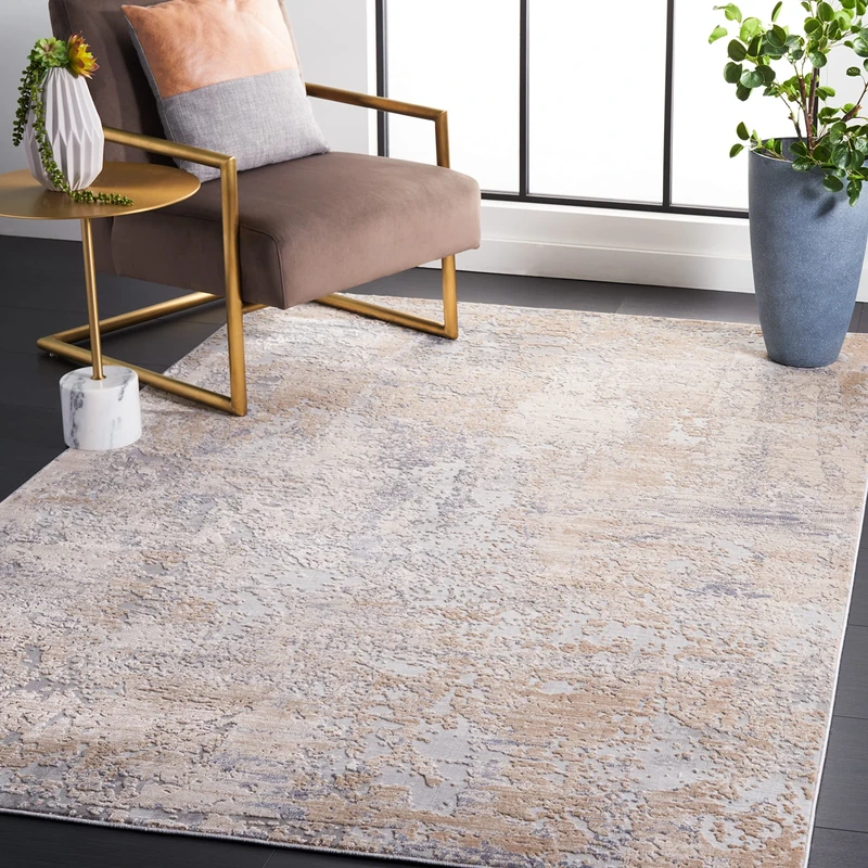 Safavieh Abstract Indoor Woven Rectangle Area Rug, Invista Collection, INV434, in Grey/Cream, 160 X 229 cm for Living Room, Bedroom or Any Indoor Space