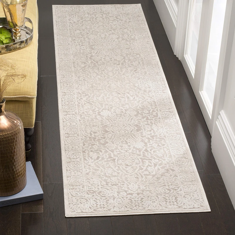 Safavieh Contemporary Rug for Living Room, Dining Room, Bedroom - Reflection Collection, Short Pile, in Beige and Cream, 80 x 180 cm