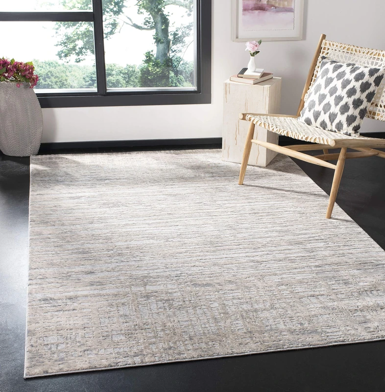 Safavieh Abstract Indoor Woven Rectangle Area Rug, Invista Collection, INV436, in Cream/Grey, 160 X 229 cm for Living Room, Bedroom or Any Indoor Space