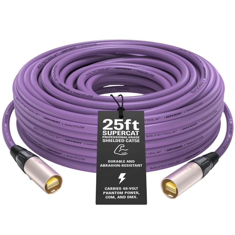 Sound Tools SuperCAT Professional Grade Shielded CAT5e Cable etherCON (25 feet, Purple)