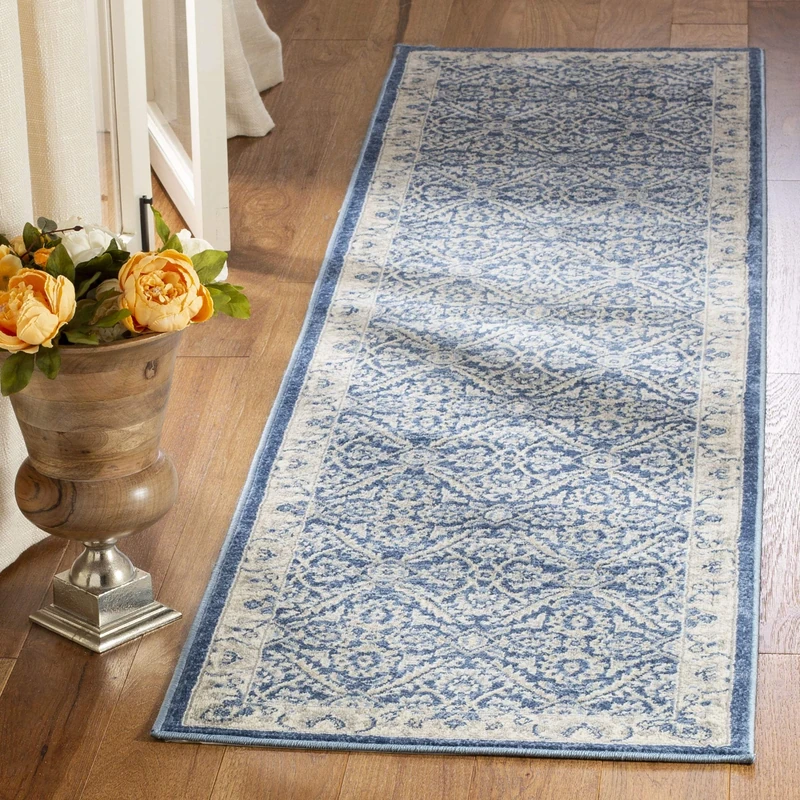 Safavieh Traditional Indoor Woven Runner Area Rug, Brentwood Collection, BNT863, in Navy / Creme, 61 X 244 cm for Living Room, Bedroom or Any Indoor Space
