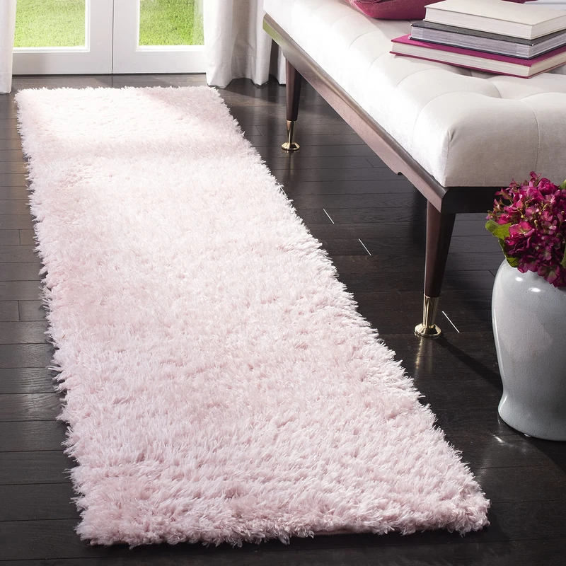 Safavieh Shag Rug for Living Room, Dining Room, Bedroom - Madrid Shag Collection, Short Pile, in Blush, 61 X 244 cm
