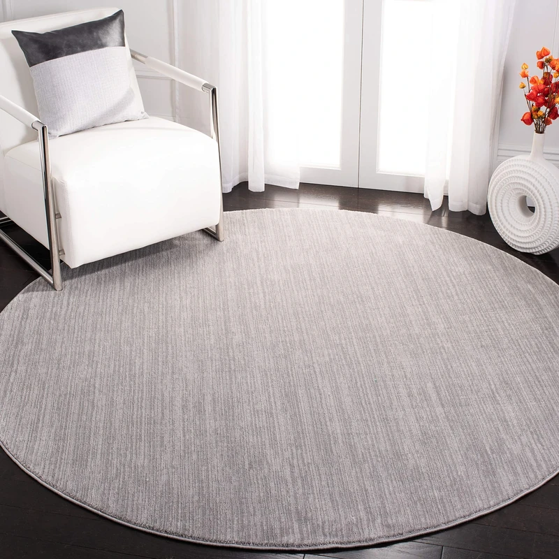 Safavieh Modern Rug for Living Room, Dining Room, Bedroom - Vision Collection, Short Pile, in Silver, 200 X 200 cm