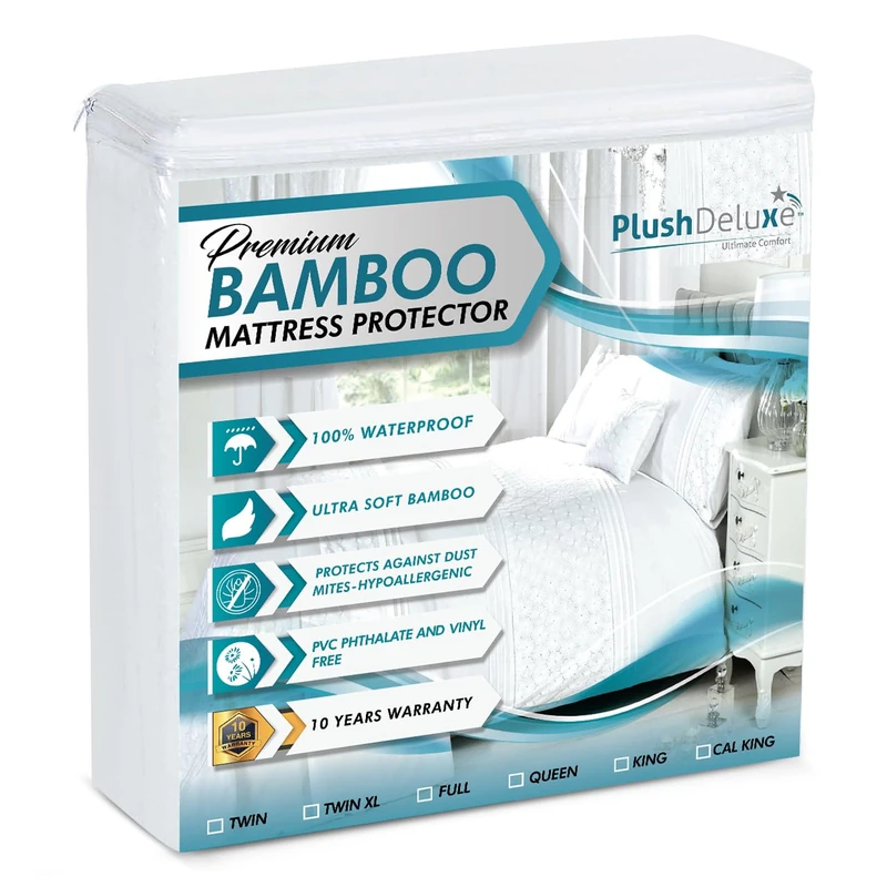 PlushDeluxe Bamboo Mattress Protector (Twin-XL)