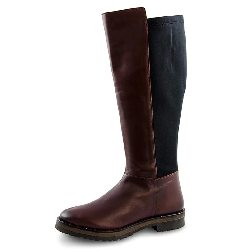 Marc Shoes Women's Macarena High Boots, Red Cow Crust 00895 Stretch Bordo Black, 9.5 UK