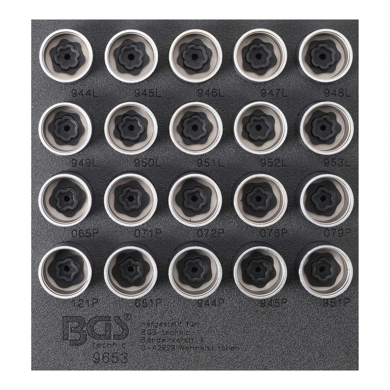 BGS 9653 | Tool Tray 1/6: Rim Lock Socket Set for Volvo | 20 pcs.