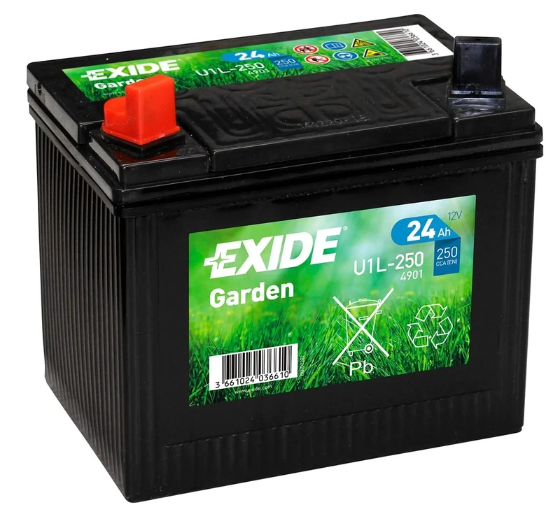 EXIDE U1L-250 (4901) 896 12V 24AH Garden BATTERY for Ride on Lawn Mower, Tractor - 2 Years Warranty