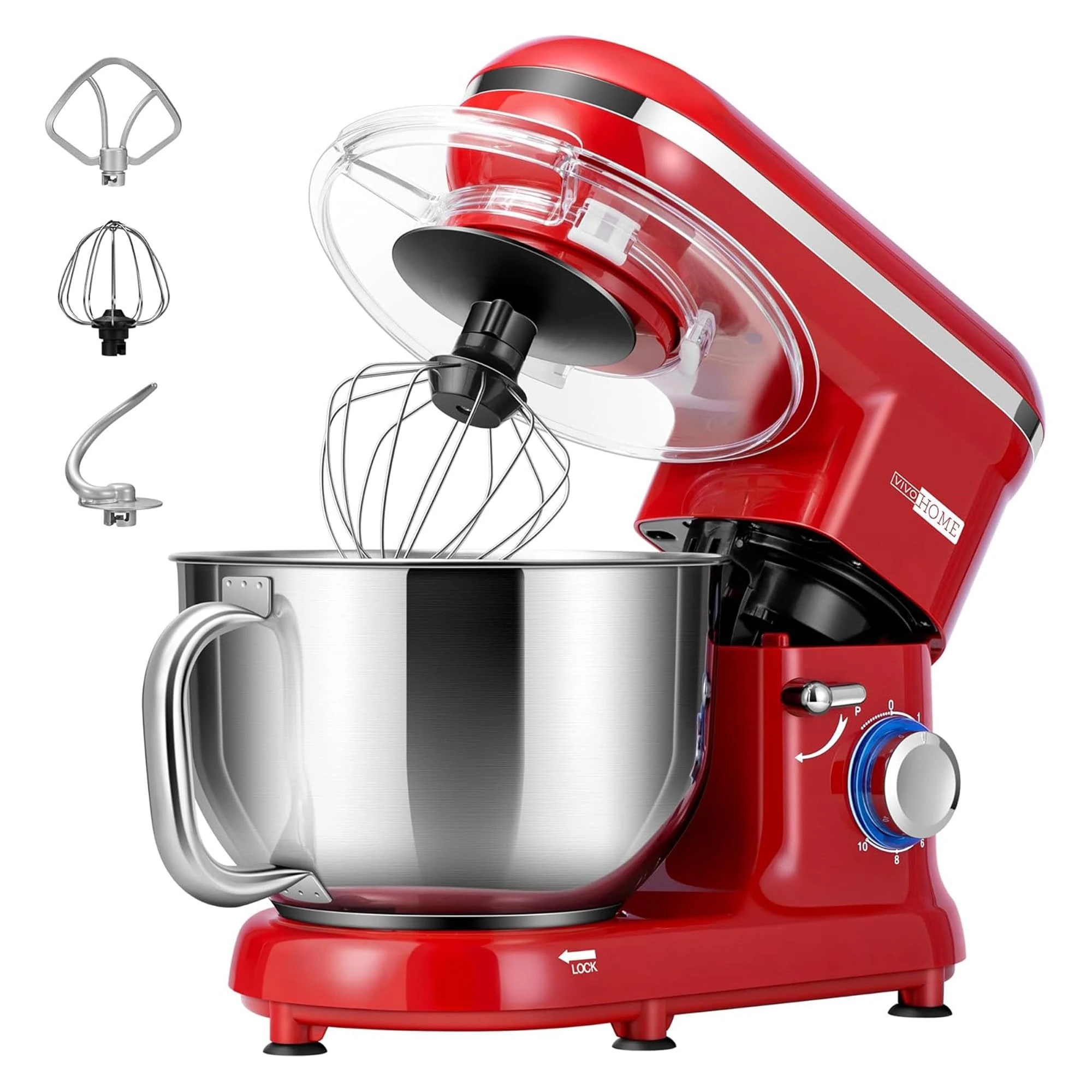 VIVOHOME Stand Mixer 660W 10 Speed 5.7L Tilt-Head Kitchen Electric Food Mixer with Beater, Dough Hook and Egg Separator