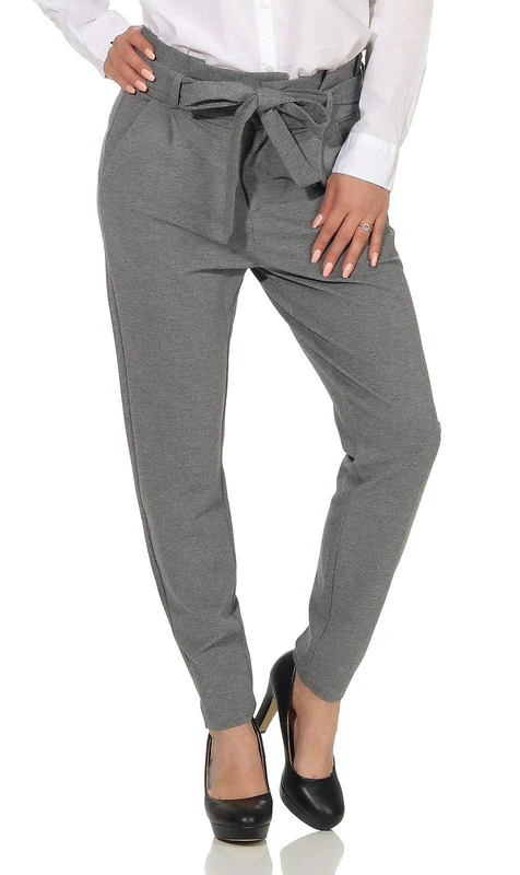VERO MODA Womens High Waisted Cigarette Trousers Med Grey Mlng 31W / 30L