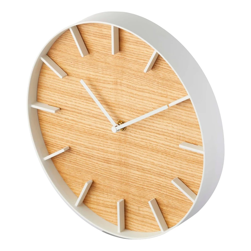 Yamazaki 4109 RIN Wall Clock, white, Steel/Plywood, Minimalist, 26.5 x 4.2 x 26.5 cm