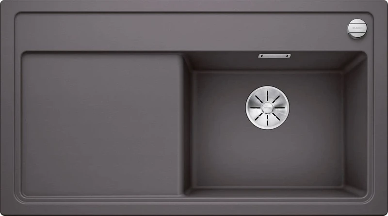 BLANCO Zenar 5 S-F Silgranit Rock Grey Installation Type: Flush-Mounted Main Basin Right with Drain Remote Control Without Accessories 50 cm Base Cabinet Large Basin Easy-to-Clean Surface