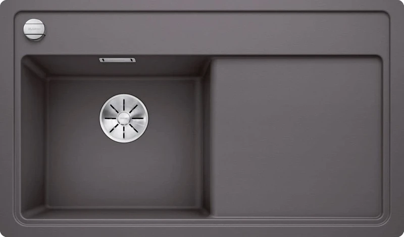 BLANCO Zenar 45 S-F Granite Sink Made of Silgranit Rock Grey Installation Type: Flush-Mounted Main Bowl Left for 45 cm-Wide Base Cabinets Large Basin Easy-to-Clean Surface