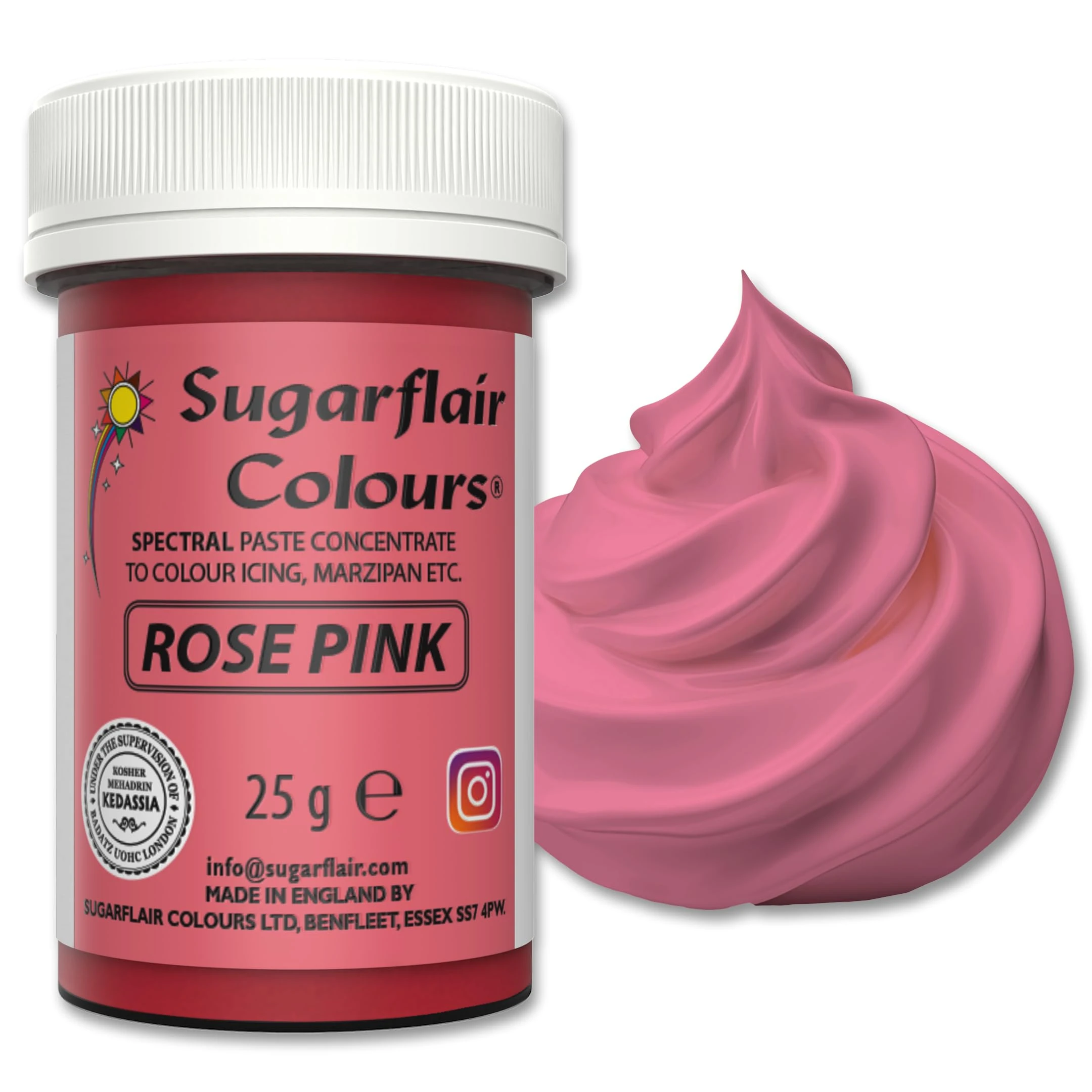 Sugarflair Food Colouring Paste Rose Pink, Concentrated Spectral Food Colouring for Buttercream, Sugar Paste, Royal Icing, Cake Mixes, Macarons and More! - 25g