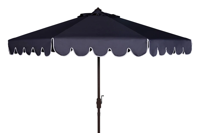 Safavieh Pat8010A 9ft Venice Collection Navy & White Scalloped Umbrella, navy and white, unspecified, Not specified