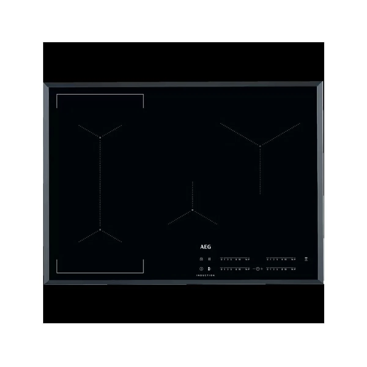 Electric induction hob with 4 heating fields from AEG Bridge SLIM-FIT 71 cm IKE74441FB, Black, W: 710mm x H: 44mm x D: 520mm