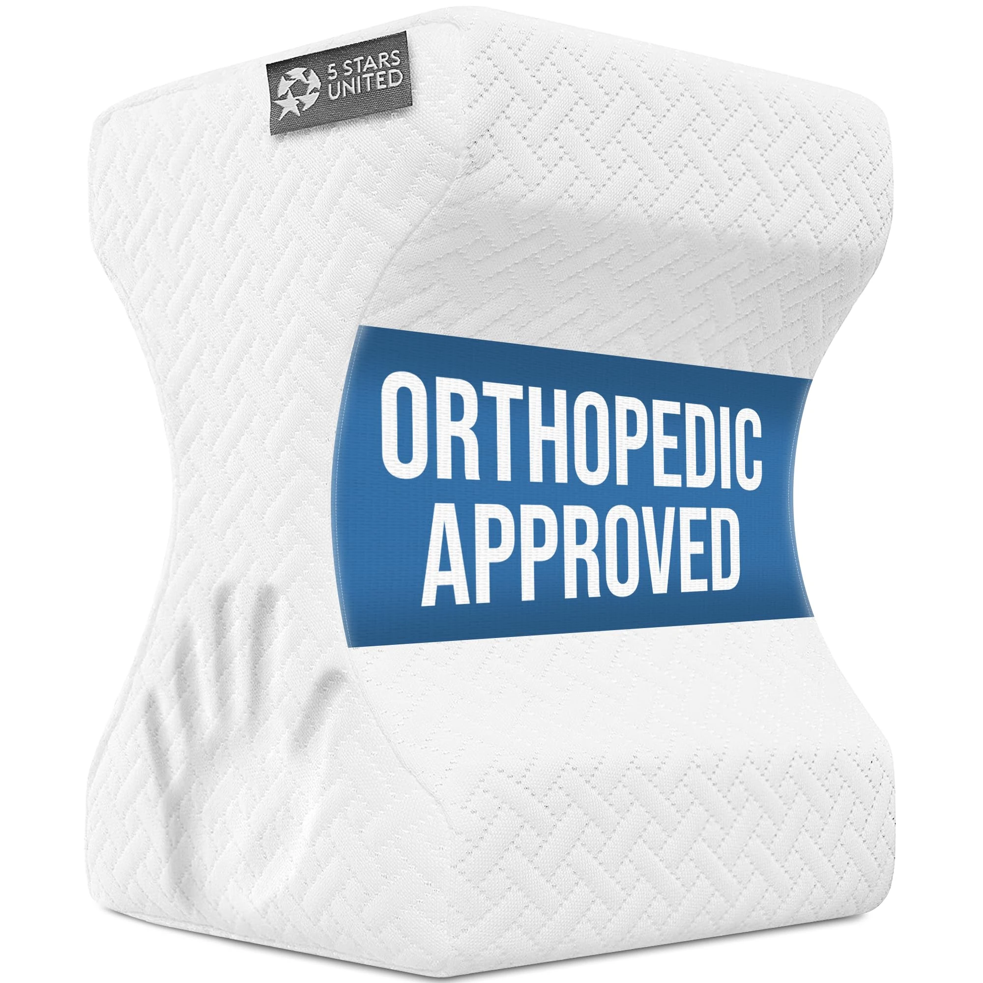 5 STARS UNITED Knee Pillow for Side Sleepers - Hip Pain Relief, Memory Foam Leg Cushion for Side Sleeping - Between Legs Pillow for Sciatica & Lower Back Pain, White