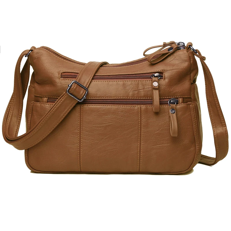 VOLGANIK ROCK Purses for Women Soft PU Leather Shoulder Bag Ladies Crossbody Purse and handbags Lightweight Pocketbook, Brown-11.8", M