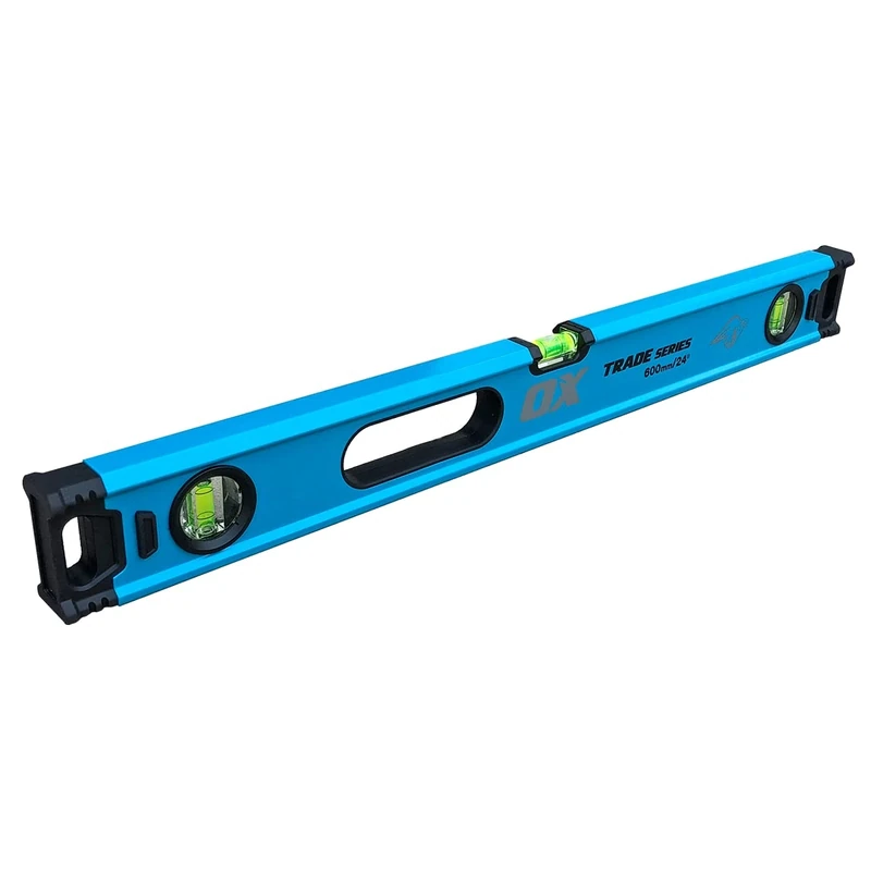 OX Trade Box Spirit Level - 900mm / 36", Lightweight, High-Accuracy Magnified Vials, Shock-Absorbing Removable End Caps, Ergonomic Cushioned Grips, OX-T024209