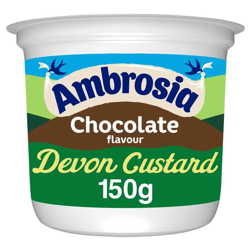 Ambrosia Devon Custard Chocolate Flavour, Creamy Ready-to-Eat Dessert, 150 g Pot (Pack of 1)