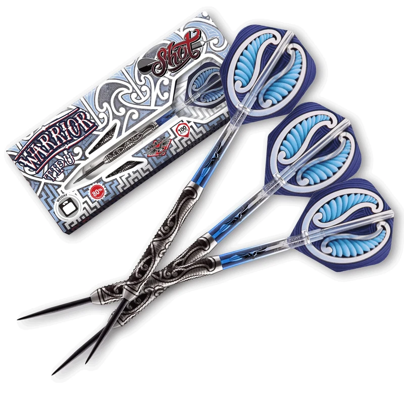 Shot! Darts Warrior Tipu Steel Tip Dart Set Front Weighted 80% Tungsten Barrels 21gm