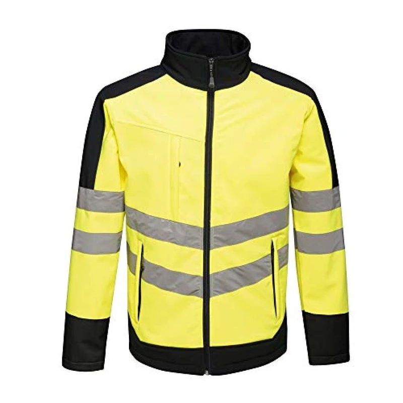 Regatta TRA625 20760 Professional Hi-Vis Waterproof and Breathable Softshell Jacket, Yellow/Navy, M