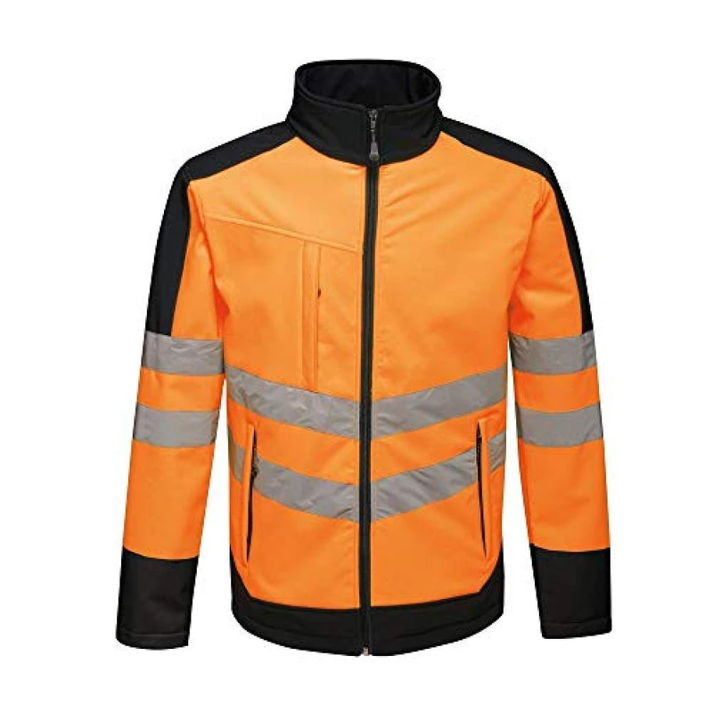 Regatta TRA625 5LV50 Professional Hi-Vis Waterproof and Breathable Softshell Jacket, Orange/Navy, S