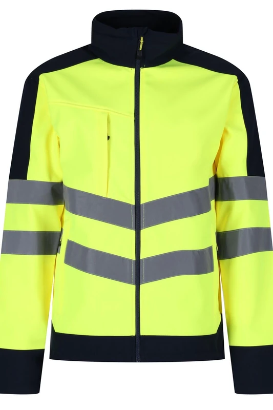 Regatta TRA625 20770 Professional Hi-Vis Waterproof and Breathable Softshell Jacket, Yellow/Navy, L