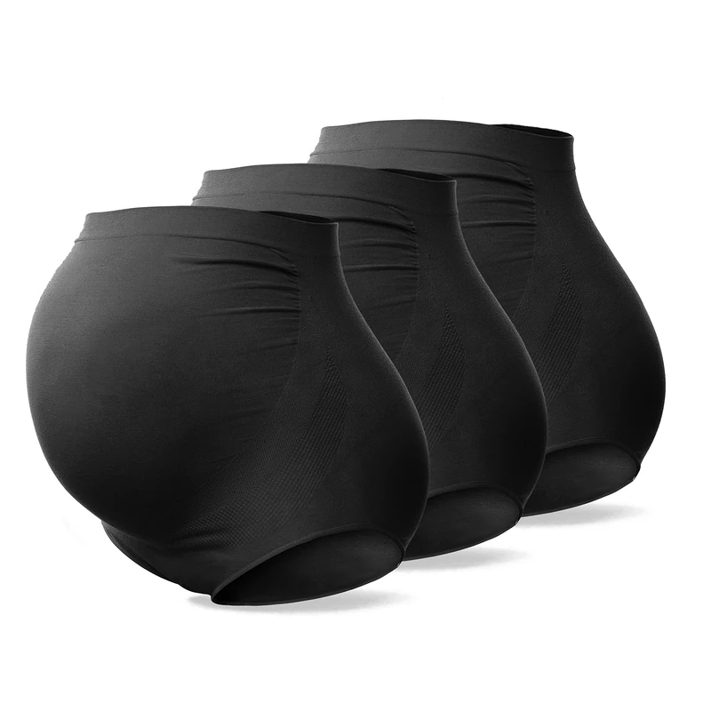 SUNNYBUY Maternity High Waist Seamless Hipster Panties - 3pk Black L