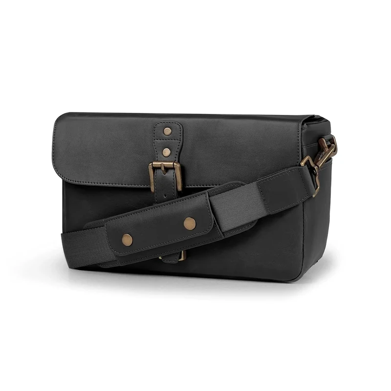MegaGear MG1524 Leather Camera Messenger Bag for Mirrorless, Instant and DSLR Cameras - Black