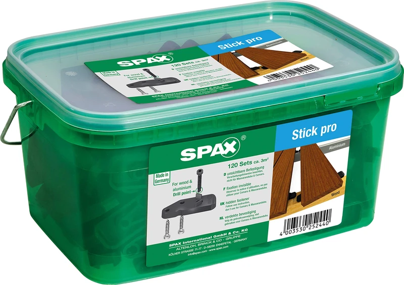 SPAX Stick Pro 4009422556639 Invisible Decking Fixings on Wood and Aluminium 120 Sticks with Cylinder Head Screws for 3 Sq m Black