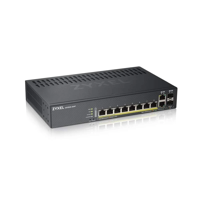 Zyxel 8-Port Gigabit Ethernet Smart-Managed PoE+ Switch | 130 Watt Budget | 2x Gigabit Combo Ports | Hybrid Cloud Mode [GS1920-8HPv2]