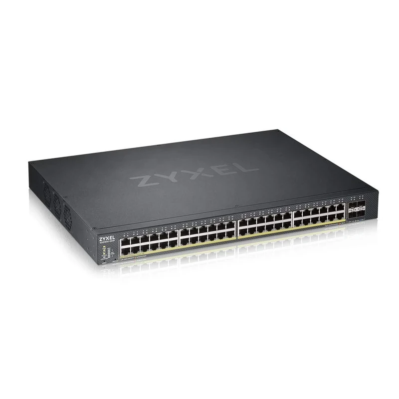 ZyXEL 48-Port Gigabit Ethernet Smart Managed PoE+ Switch with 375 Watt Budget and 4 10G SFP+ Slots, Hybrid Cloud mode [XGS1930-52HP]