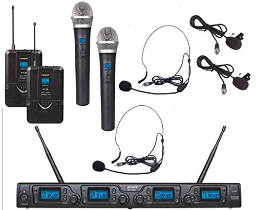 Karsect WR-354 HT35-PT35-16 Channel Microphone Set with 2 Headset / 2 Clips Microphones, 2 Handheld Microphone