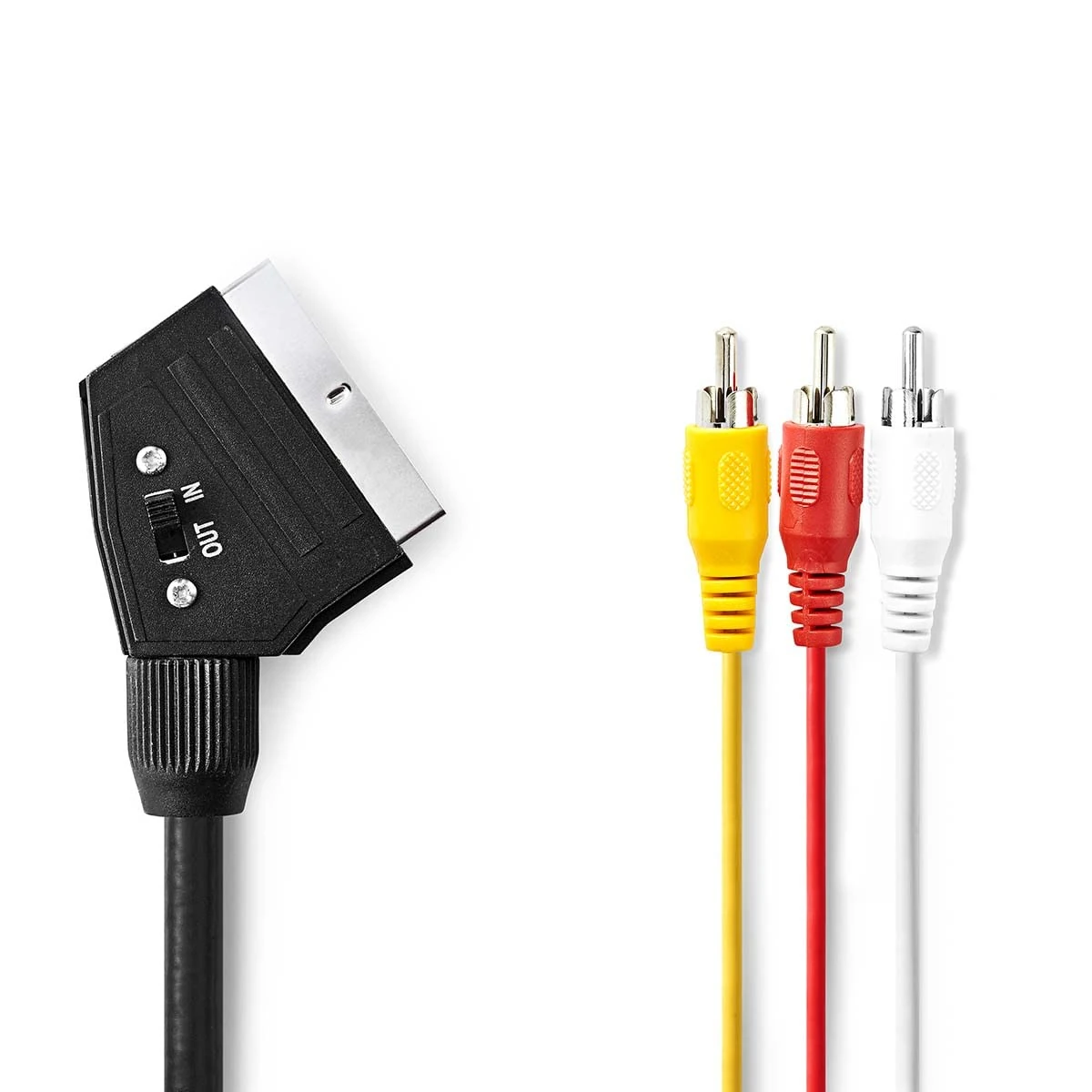 Nedis Scart Cable With 3x RCA Male Connectors, Nickel Plated Connectors - 1.0m