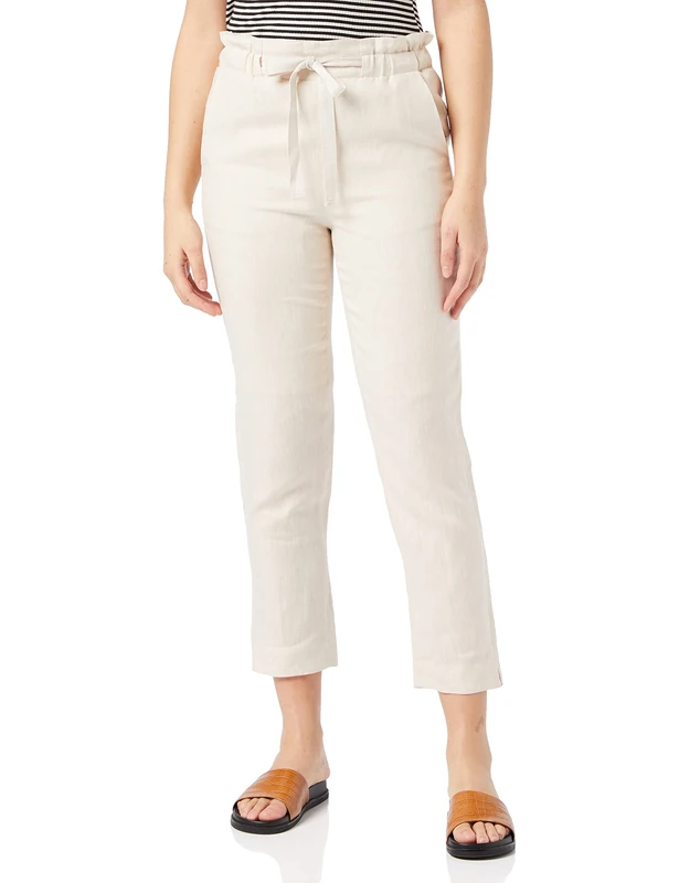 Noa Noa Women's Basic Linen Relaxed Trouser, Beige (Natural Linen 988), 44 (Manufacturer Size: 44) - Image 1