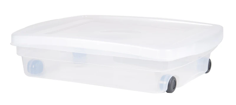 Eda Plastic Underbed Storage Box 40 L with Wheels - Natural - 68 x 48 x 17.5 cm