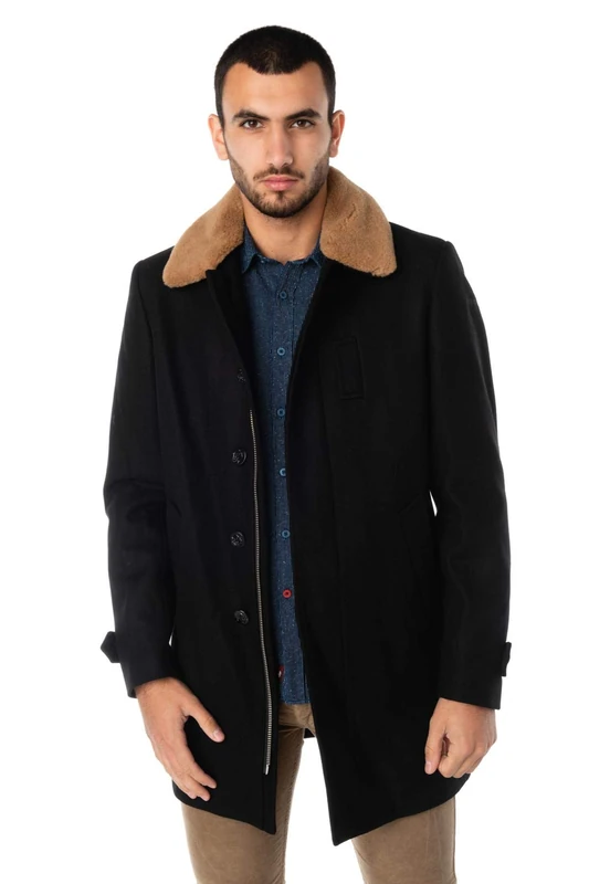 Schott NYC Men's Maverick Coat, Black (Black Black), Medium