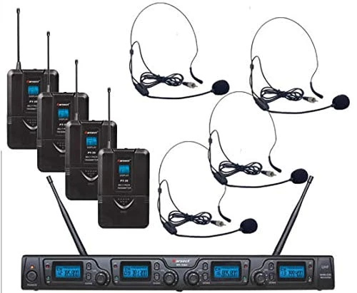 Karsect WR-354 PT35-HT9A - Wireless 16 Channel Microphone Set with 4 Headset Microphones, with Case
