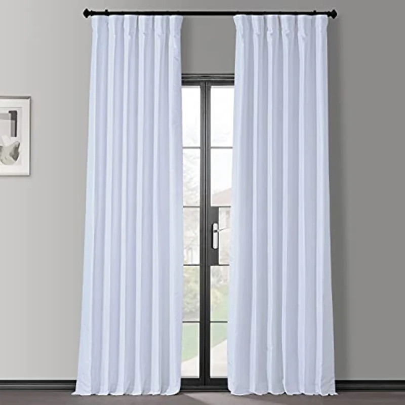 HPD Half Price Drapes PDCH-KBS1BO-120 Blackout Vintage Textured Faux Dupioni Curtain (1 Panel), 50 X 120, Ice