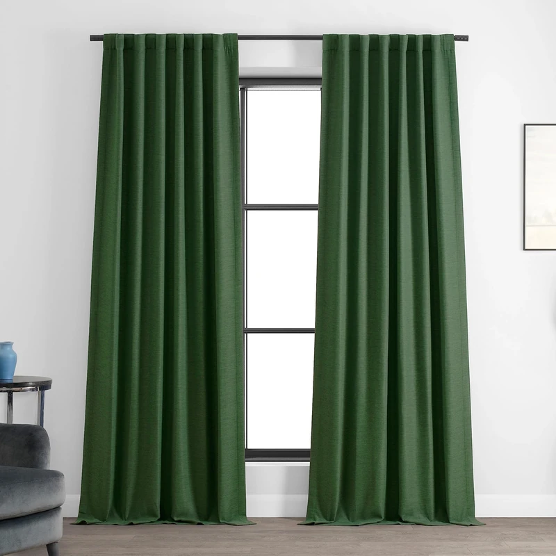 HPD Half Price Drapes Bellino Room Darkening Curtains 120 Inches Long Curtains for Bedroom & Living Room (1 Panel), 50W x 120L, Pine Forest Green