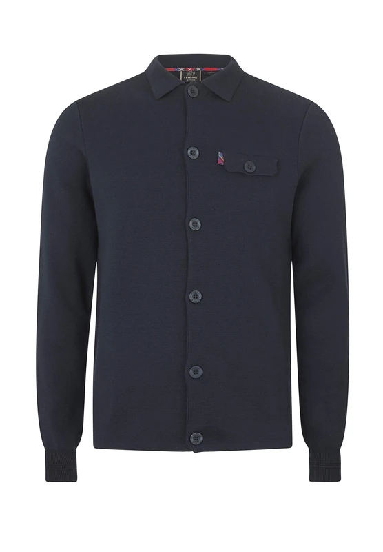 Merc Men's Rathbone Cardigan Sweater, Dark Navy, X-Small - Image 1