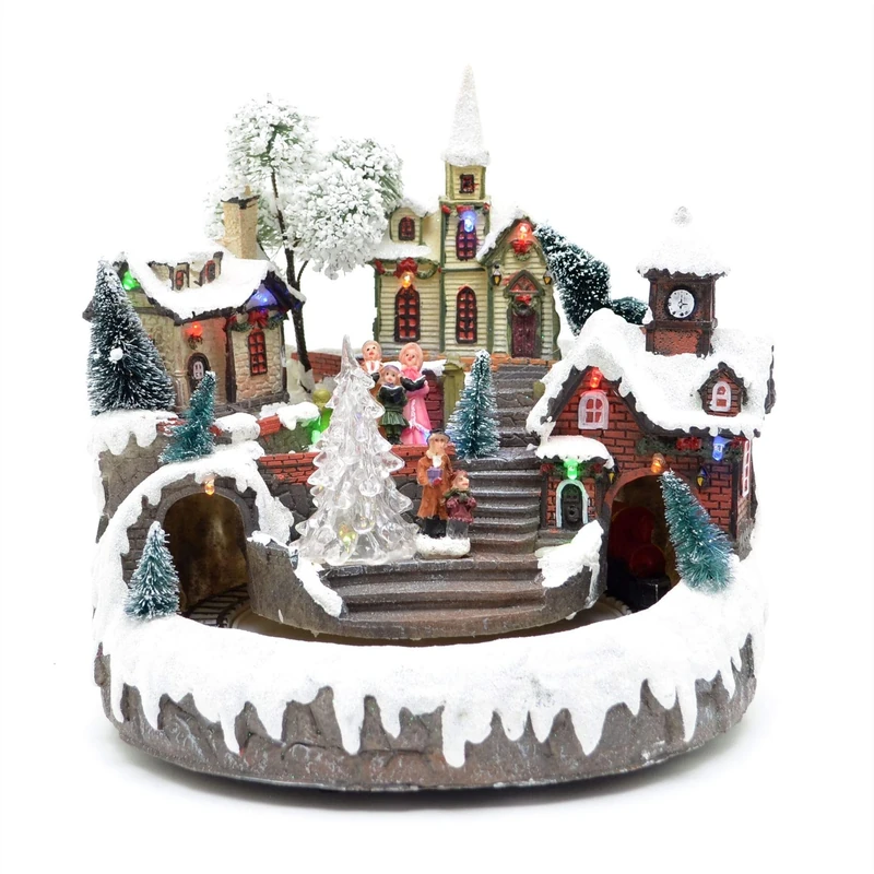 Gifts 4 All Occasions Limited SHATCHI Christmas LED Musical Light Up Sculpture Ornament Nativity Set Xmas Home Decorations 11890, Multi