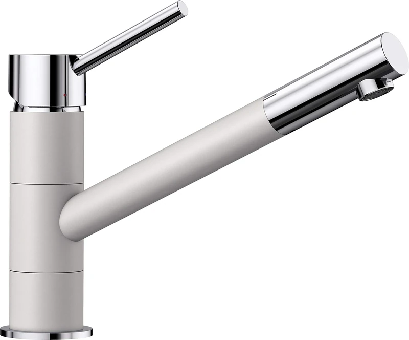 BLANCO KANO – Two-coloured Single-lever Kitchen Mixer Tap – with 360° Swivel Range – Chrome / SILGRANIT White – 525030