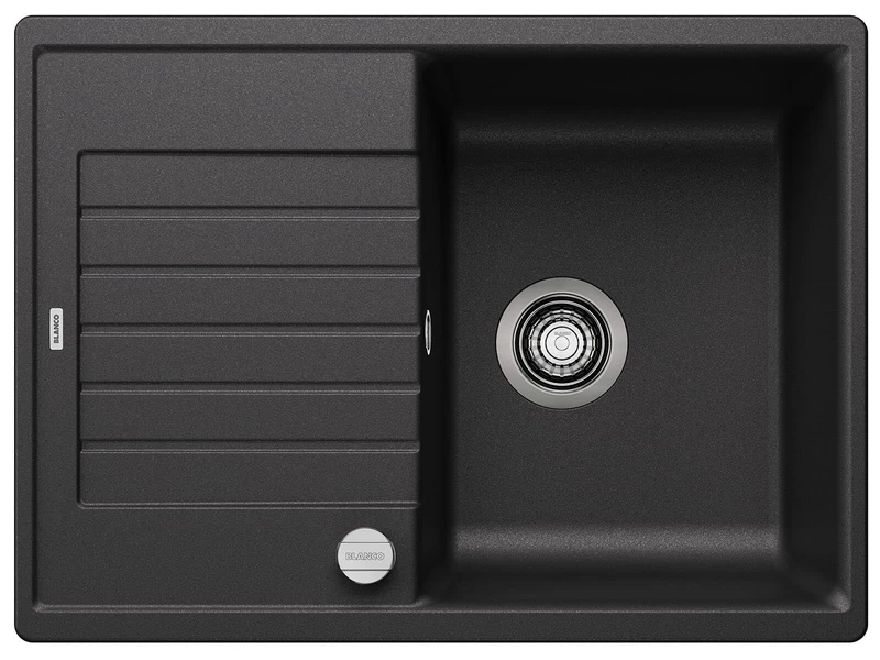 BLANCO ZIA 45 S Compact – Rectangular Granite Kitchen Sink for 45 cm Wide Base Units with Shortened Draining Board – Made of SILGRANIT – Grey – 524711