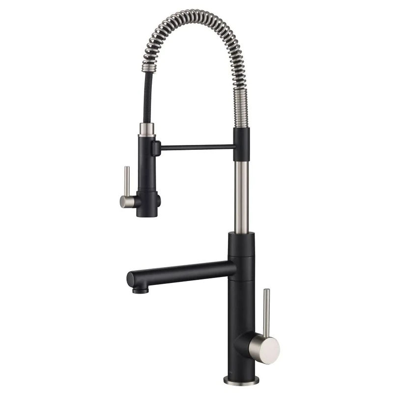 Kraus KPF-1603SFSMB Artec Pro 2-Function Commercial Style Pre-Rinse Kitchen Faucet with Pull-Down Spring Spout and Pot Filler, Spot Free Finish Stainless Steel/Matte Black, 24.75 Inch