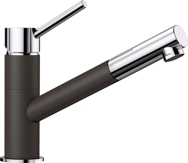 BLANCO KANO-S – Two-coloured Single-lever Kitchen Mixer Tap – with Pull-out Spray – Chrome / Brown – 525043