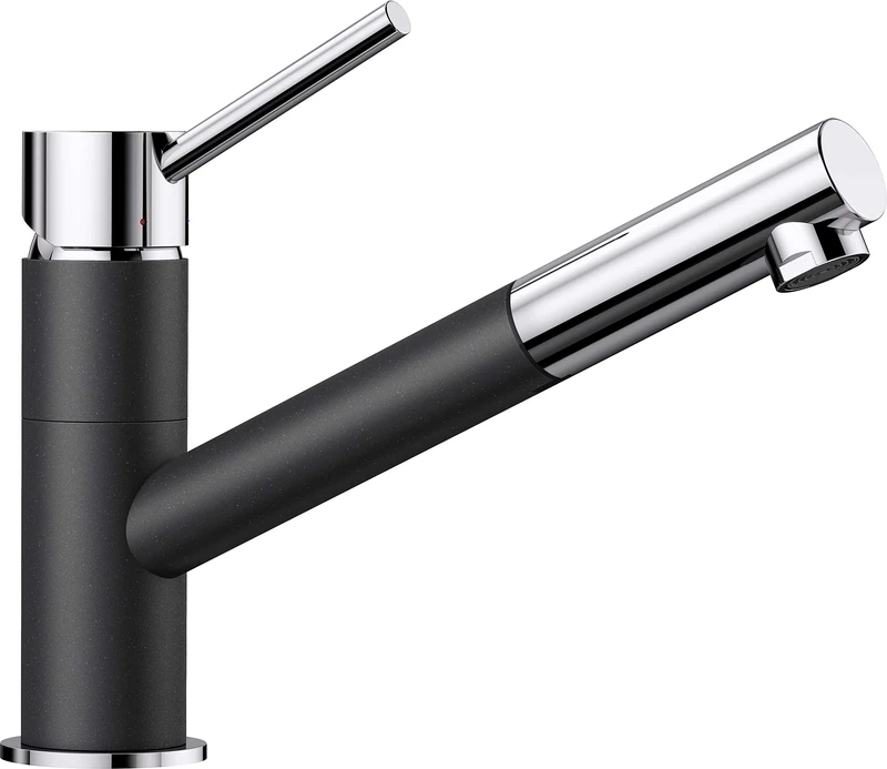 BLANCO KANO-S 525038, Two-Tone Single-Lever Mixer Tap for Kitchen, With Pull-out Spout, Chrome/Grey Finish