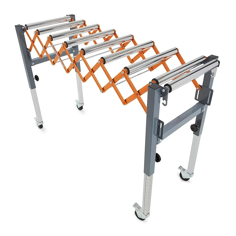 Bora Portamate Adjustable Conveyor Roller Stand, Infeed/Outfeed Support, Expandable Gravity Conveyor, 135kg Weight Capacity, Locking Swivel Castor Wheels, PM-2700