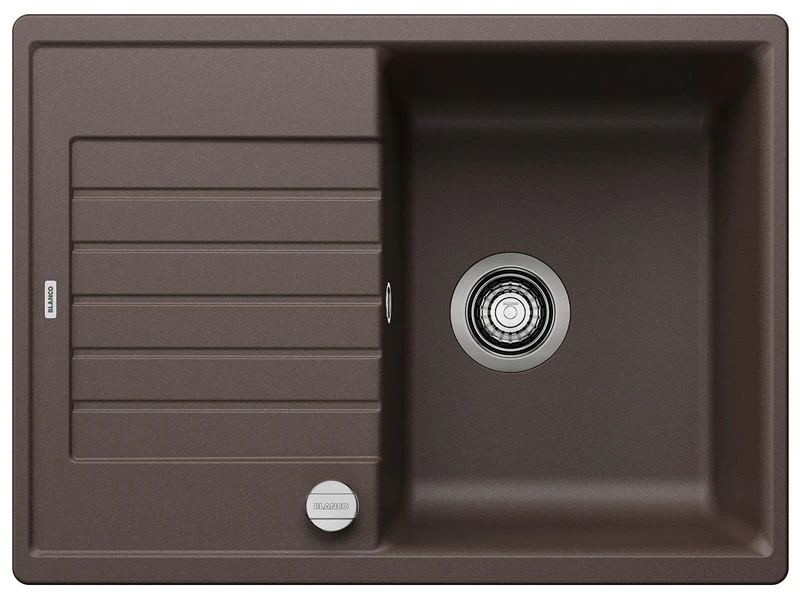 BLANCO ZIA 45 S Compact | SILGRANIT Granite Sink in café | Installation Type: Inset Installation from Above | Reversible | for 45 cm Wide Base cabinets | Large Bowl | Easy to Clean | [68x50x20.2 cm]