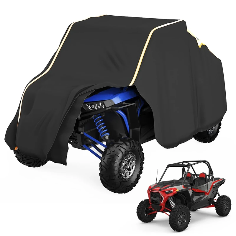 UTV Cover KEMIMOTO Heavy Duty Cover Compatible with Polaris RZR, Can-Am Maverick, Kawasaki TERYX4, CFMOTO, Yamaha 2-3 Seater Side by Side Cover with Reflective Strip All Weather Protection Cover